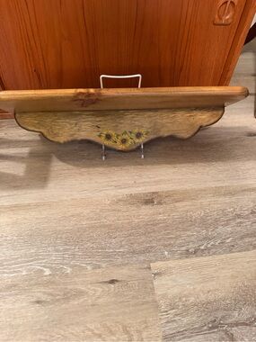 Rustic Sunflower Wooden Wall Shelf - Yellow